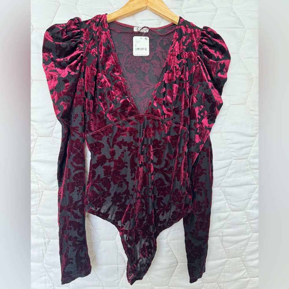 COPY - Free people velvet burnout bodysuit. Magic hour midnight combo size S